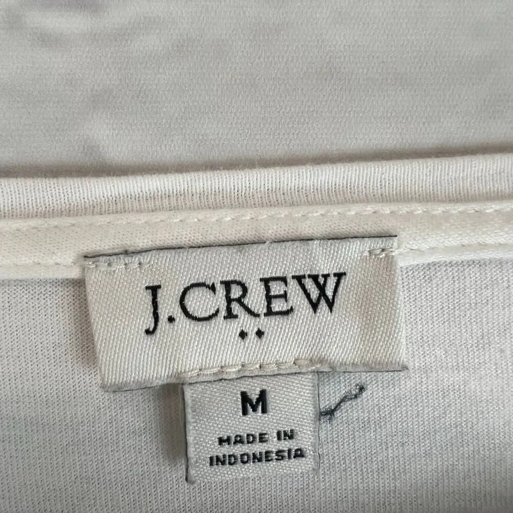 J.Crew Women's White Short Sleeve T-Shirt Size M Ladder Trim - Picture 5 of 8